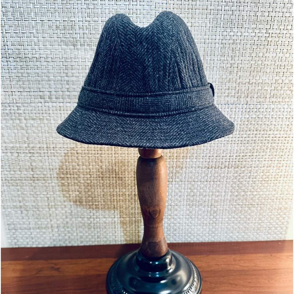 🌟HP🌟VTG 1980-90s Pendleton Navy & Gray Wool Herringbone Walking Hat 7 1/8